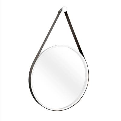 Espelho Decorativo Adnet 40cm Branco com Alça Preta                           